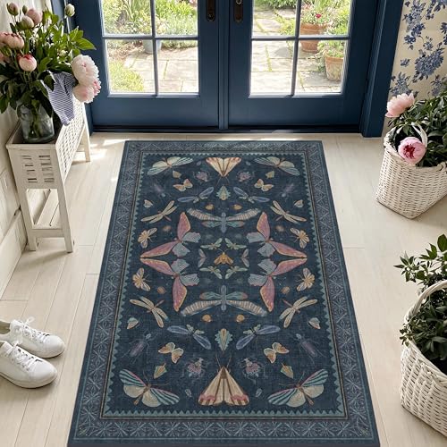 Washable 3x5 Indoor Rugs for Entryway (3' x 5' (Rectangular) / Midnight Blue)