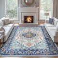 9x12 Area Rugs for Living Room Bedroom (Floral Blue / 9' x 12' (Rectangular))