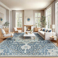 Amada Large 10x14 Washable Area Rug for Living Room (10' x 14' (Rectangular) / Blue/Yellow)