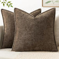 Decorative Couch Throw Pillow Covers 20x20 Inch Brown 2 Pack (Brown / 20" x 20" (Pack of 2))
