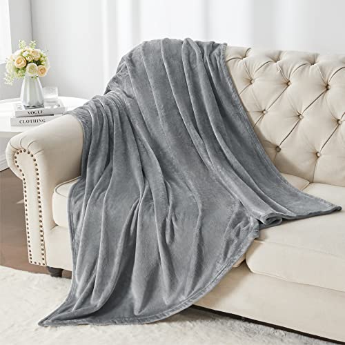 Fleece Blanket Soft Plush Twin Size Blanket Grey 60"x80" (Grey / Twin(60"x80"))