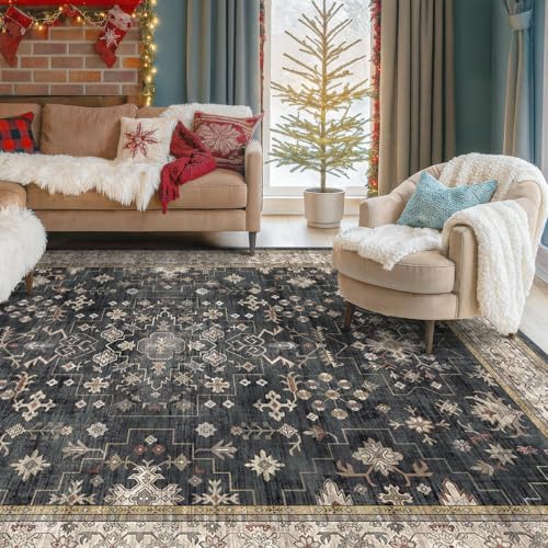 Boho Dining Room Rugs for Under Table (6' x 9' (Rectangular) / Ashen / Multi)