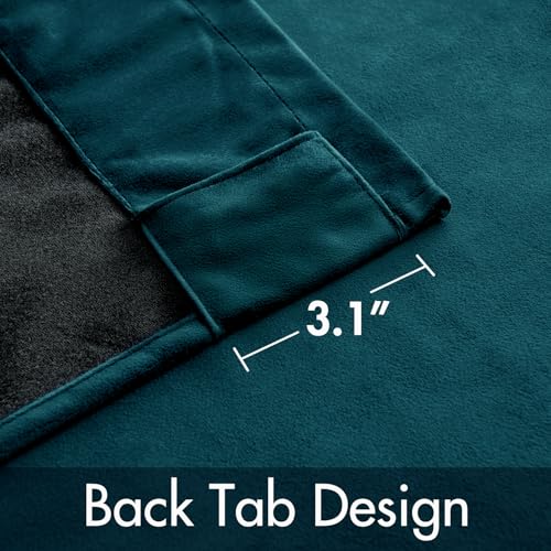 Peacock Blue Velvet Curtains 52x96 inches 2 Panels Blackout Curtains (Peacock Blue / 52"W x 96"L (Pack of 2))