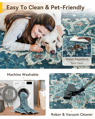 Washable Area Rug (Teal / 3' x 12' (Rectangular))