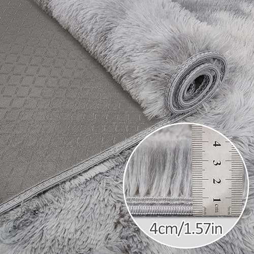 Super Soft Fluffy Living Room Area Rug 2x5 ft Tie (Tie-dyed Grey / 2' x 5' (Runner))