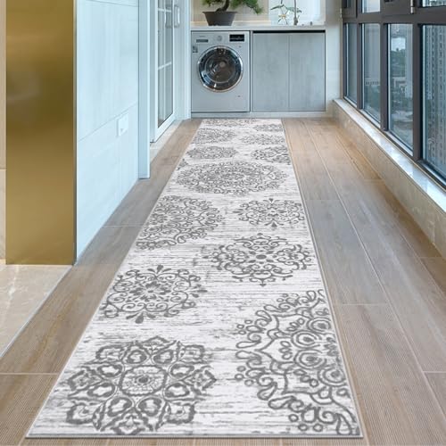 HEBE Hallway Runner Rug 2'8''x14' (Grey / 2'8" x 14' (Rectangular))