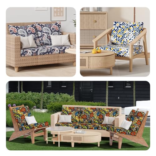 8Pcs Outdoor Cushion Covers (Sunflower / Square-large + Rectangle)