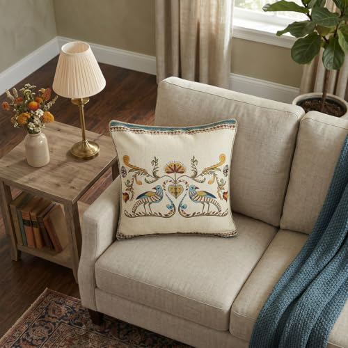 Designer French Vintage Linen Throw Pillow Cover (18" x 18" (Pack of 1) / Wensel C)