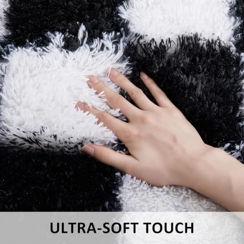 Checkered Black & White Rug for Living Room Bedroom (Checkered Black & White / 4' x 6' (Rectangular))