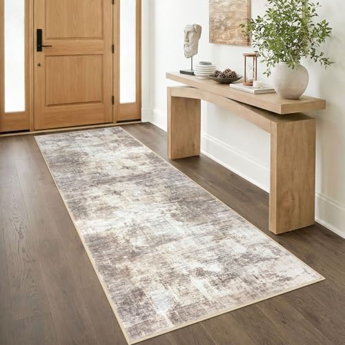 Abstract Runner Rug 3x8 Ft Washable Runners for Hallways (Gold/Yellow/Brown/Beige/White / 3' x 8' (Rectangular))