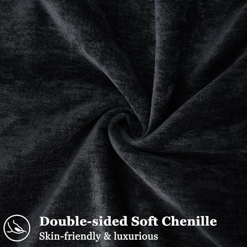 Chenille Black Velvet Throw Pillow Covers 26x26 Set of 2 (Black / 26" x 26" (Pack of 2))