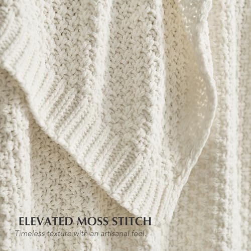 HOME Chunky Chenille Knit Throw Blanket (Bright White / 60" X 80")