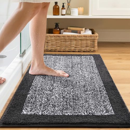 Bathroom Rugs 30x20 Non Slip Washable (Dark Grey / 1'8" x 2'6" (Rectangular))
