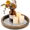 Round Wood Candle Holder Trays (Distressed Mirror)
