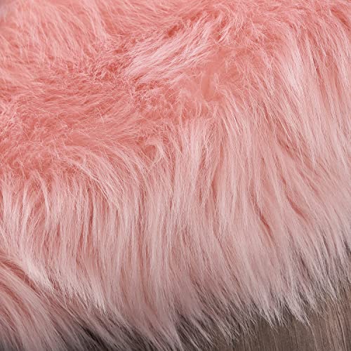 Pink 2x3 Faux Fur Rug for Bedroom Decor for Teen Girls Throw Fuzzy Fluffy Furry Sheepskin Rug for Sofa Cushion Luxury Home Décor Rectangle (2' x 3' (Rectangular) / Pink)