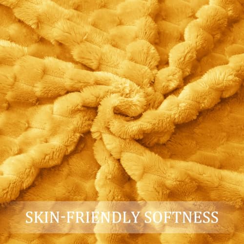 Large 3D Fleece Throw Blanket for Couch (Mustard Yellow / Throw ( 50x70 IN ))