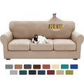 4 Piece Stretch Sofa Cover (71"-91"(3 Cushions) / Khaki)
