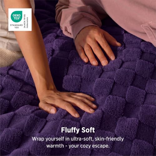 Checkered Soft Cozy Twin Blanket for Bed (Purple / Twin (60" X 80"))