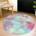 Round Area Rug 3 Ft Circle Entryway Rugs Round Washable Door Mat Indoor Entrance (Multi Pink / 3' x 3' (Rectangular))