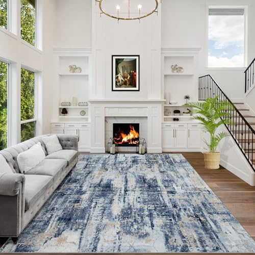 5x7 Area Rugs for Living Room (Blue/Gold / 5' x 7' (Rectangular))