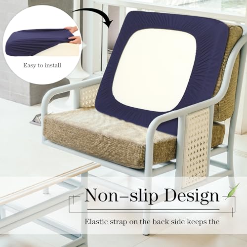 4 Pcs Stretch Cushion Covers (Navy Blue / Seat Cover)