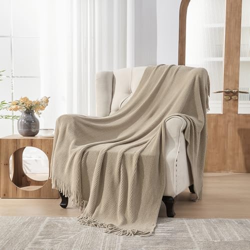 Throw Blanket for Couch (D-tan/Beige / 50*60'')