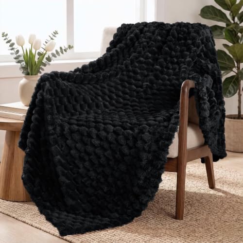 Large 3D Fleece Throw Blanket for Couch (Black / Throw ( 50x70 IN ))