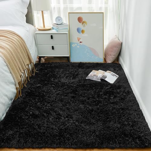 Black Area Rugs for Bedroom Living Room (3- Black / 4' x 6' (Rectangular))