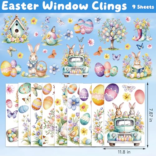 9 Sheets Easter Window Clings Decor (Happy Easter)