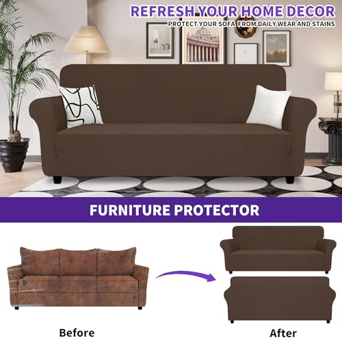 Oversized Super Stretch Couch Cover (- Coffee / X-Large (92"-115"))