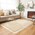 Ultra Soft Fluffy Shaggy Area Rug Faux Fur Rug Chair Cover Seat Pad Fuzzy Area Rug for Bedroom Floor Sofa Living Room (Beige / 4' x 6' (Rectangular))