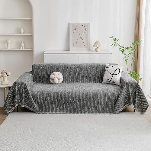 Couch Covers for Sofa (91" x 118" / 9# Lines Dark Grey)