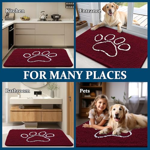 Dog Door Mat for Muddy Paws 70x46 (Burgundy / 70" X 46")