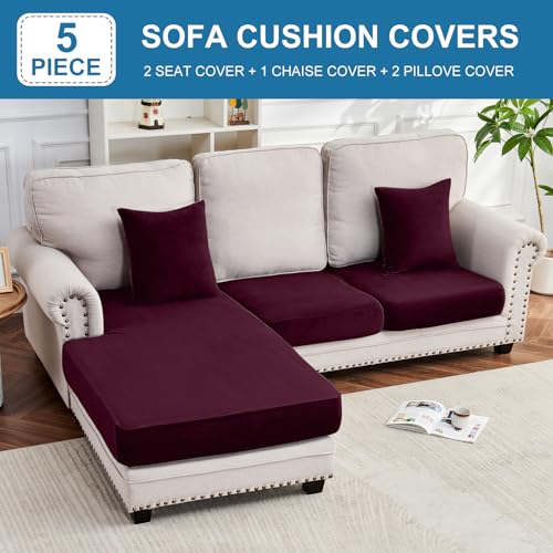 Couch Cover 3 (Wine / 2 Seater + Chaise)