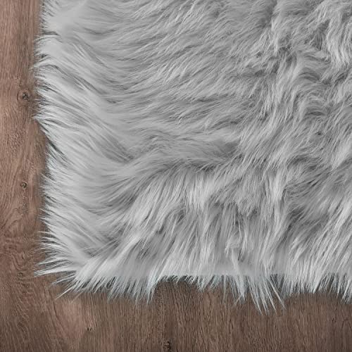 5x8 Gray Area Faux Fur Rug for Living Room Sofa Floor Washable Fluffy Rugs Fuzzy Rugs for Bedroom Dorm Luxury Home Decor (5' x 8' (Rectangular) / Grey)