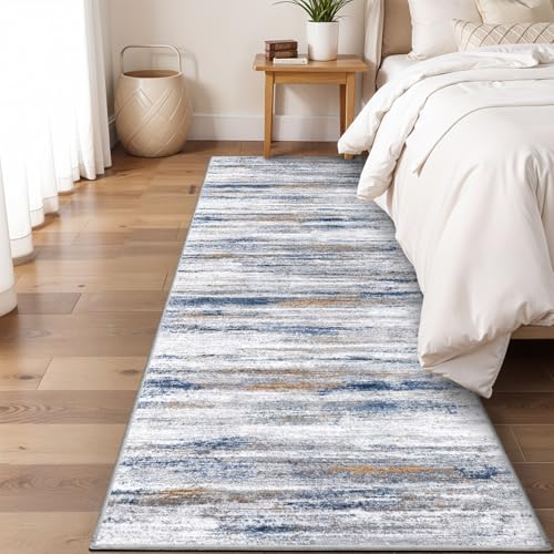 2x5 Washable Runner Rug for Family (Navy/Grey / 2' x 5' (Runner))