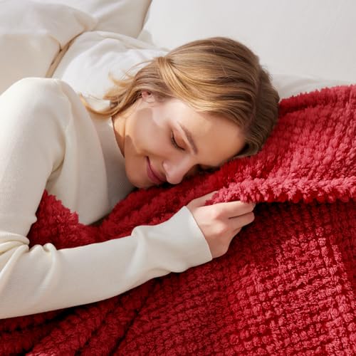 Extra Large Soft Fleece Throw Blanket for Couch (Red / Throw(50x70 In))