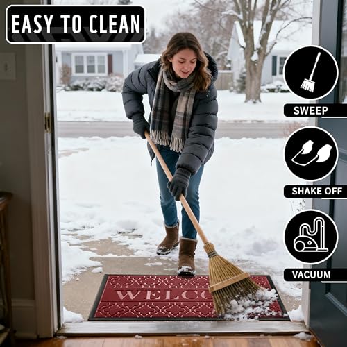 Welcome Door Mat (29.5x17 Inch / Black Red)