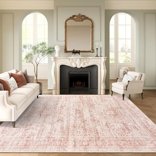 9x12 Area Rugs for Living Room Washable Rug Non (Pink / 9' x 12' (Rectangular))