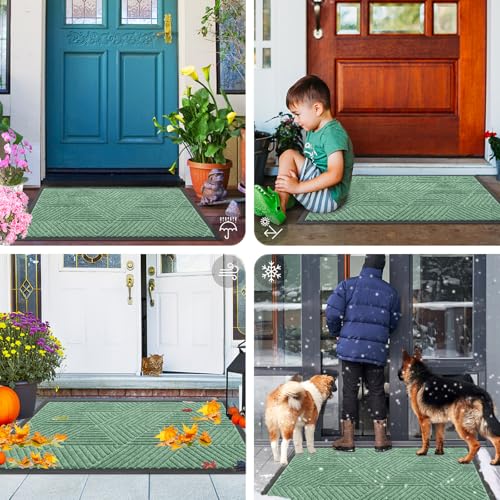 Front Door Mat Outside Entrance (Mint Green / 35" X 23")