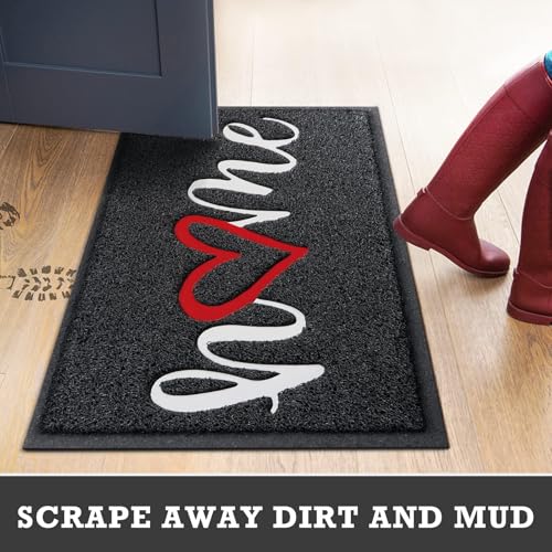 Black Door Mat Welcome Mats Outdoor Indoor Doormat for Entryway Floor Mat (Black Home / 1'6" x 2'6" (Rectangular))