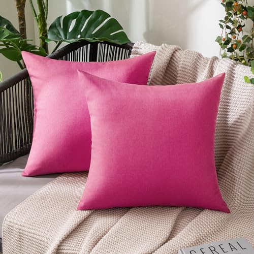 Decorative Outdoor Pillow Covers Waterproof 18x18 Hot Pink (18" x 18" (Pack of 2) / Hot Pink)