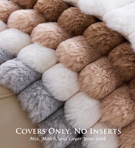 Set of 2 Decorative Throw Pillow Covers 20x20 Fall Faux Fur Light Gray (Gray / 20" x 20" (Pack of 2))