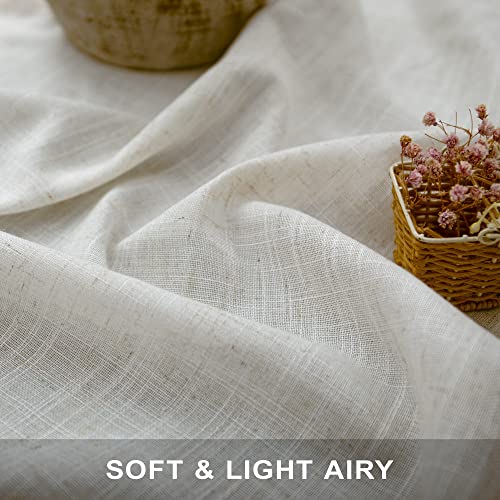 Natural Linen Boho Curtains 84 Inch Length 2 Panels Cream Ivory Light Filtering Semi Sheer Panels Floor Length Drapes for Bedroom Living Room Back Tab Pocket 34 x 84 Inch Long 7FT 7 FT Tall (34"W x 84"L (Pack of 2) / Natural)