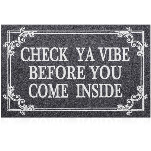 Front Door Indoor Outdoor Entrance Doormat Grey Rubber Welcome Door Mat Come Inside This House Doormat Anti Slip Easy to Clean Corridor Patio Entry Mat 28" x 18" (1'6" x 2'4" (Rectangular) / Come Inside-gray)