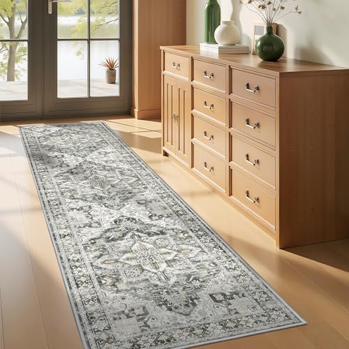 Runner Rug 2x8 Runners for Hallways Washable Rugs (Grey/Beige / 2' x 8' (Runner))