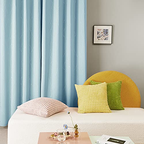 Living Room Curtains 84 Inches Long (Light Blue/Wave Dots / 42"W x 84"L (Pack of 2))