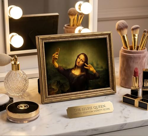 Vintage Gold Frame Funny Mona Lisa Selfie Canvas Wall Art 9x11in (Mona Lisa Selfie / 11"L x 9"W)