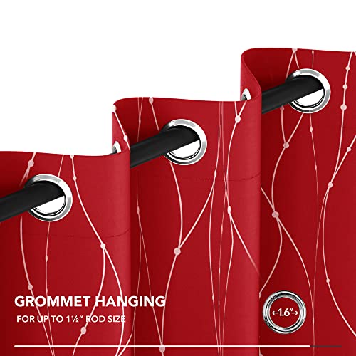 Living Room Curtains 54 Inches Long (Red/Wave Dots / 38"W x 54"L (Pack of 2))