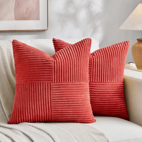 2 Packs Red Decorative Throw Pillow Covers 20x20 Inch for Living Room Couch Bed Sofa (Red / 20" x 20" (Pack of 2))